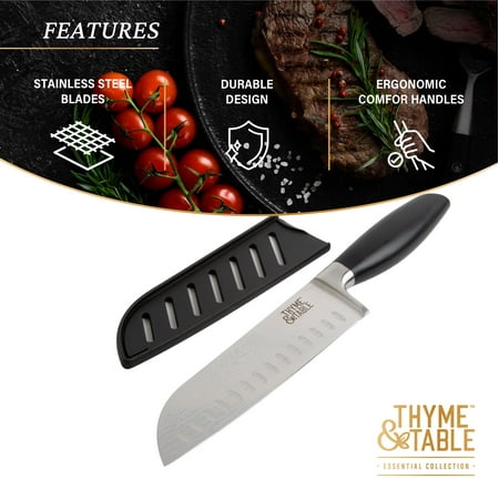Thyme & Table High Carbon Stainless Steel Kitchen 7" Santoku Knife