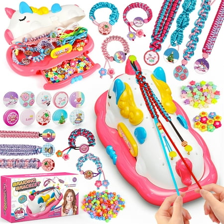 Hot Bee Unicorn Friendship Bracelet Kits for Girls 8-12, DIY Art Craft Bracelet String Making Set, Pink Unicorn Toys Christmas Gifts for Kids 6 7 8+