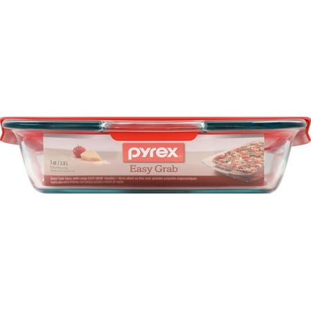 Pyrex Easy Grab Glass Baking Dish with Red Lid, 3-Quart