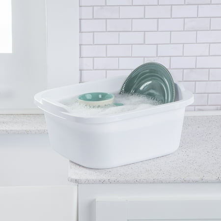 (4 pack) Sterilite 12 Qt. Dishpan, Multi-Purpose Plastic Wash Tub, Kitchen, Sink, White