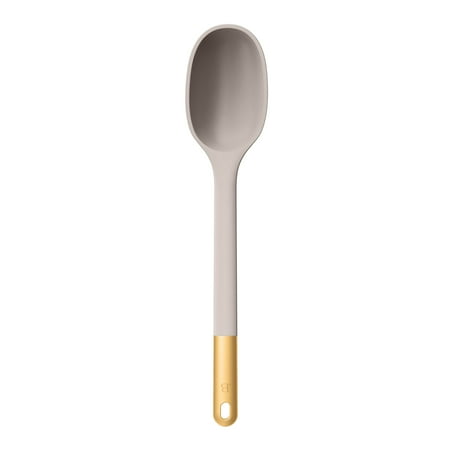 Beautiful 6-Piece Silicone Tool Set with Ceramic Crock, Porcini Taupe by Drew Barrymore