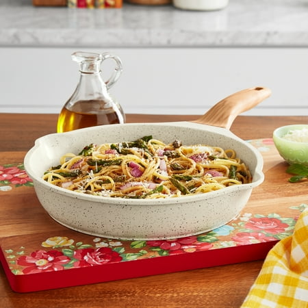 The Pioneer Woman Prairie Signature Cast Aluminum 10-Inch Fry Pan, Linen Speckle