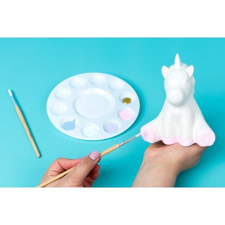 (2 pack) Hello Hobby Ceramic Paintable Figurine Sitting Unicorn, 5.25" Height White Craft Base