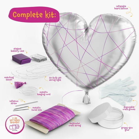 Dan&Darci 3D String Art Kit for Kids - Makes a Light-Up Heart Lantern - 20 Multi-Colored LED Bulbs - Kids Gifts - Crafts for Girls and Boys Ages 8-12 - DIY Arts & Craft Kits