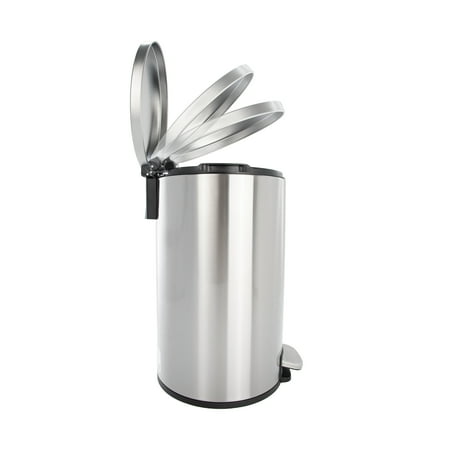 Better Homes & Gardens 3.1 Gallon Round Kitchen Step Trash Can Stainless Steel, Silver