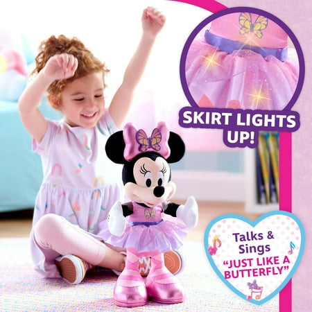 Disney Junior Minnie Mouse Sing and Dance Butterfly Ballerina Lights and Sounds Plush, Sings "Just Like a Butterfly" Baby and Toddler Toys