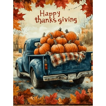 HsdsBebe Thanksgiving Diamond Art Painting Kits for Adults, Thanksgiving Pumpkins Trucks Diamond Art,Autumn Gem Art Craft Home Game for Kids, Brown