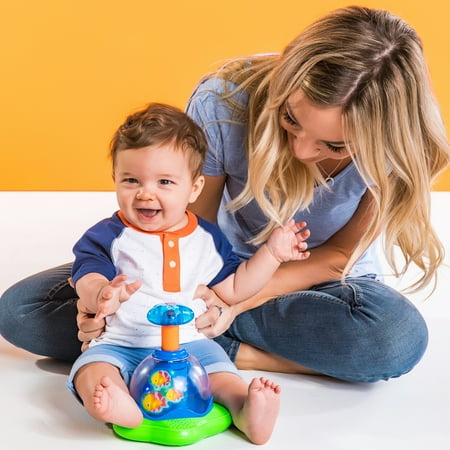 Bright Starts Press & Glow Spinner Baby Toy with Lights and Sounds, Ages 6 months +
