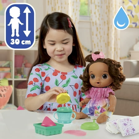 Baby Alive Fruity Sips Doll, Lemon, Pretend Juicer Baby Doll Set, Kids 3 and Up, Brown Hair