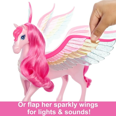 Barbie A Touch of Magic Pink Pegasus with Puppy, Winged Horse Toys with Lights and Sounds
