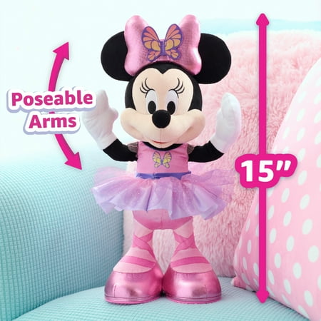 Disney Junior Minnie Mouse Sing and Dance Butterfly Ballerina Lights and Sounds Plush, Sings "Just Like a Butterfly" Baby and Toddler Toys