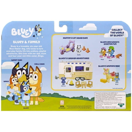 Bluey Family New Expression Figure 4-Pack, with Mum Dad Bingo Bluey, Ages 3+, Toddler Toys