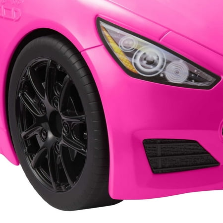 Barbie Convertible Toy Car, Bright Pink with Seatbelts and Rolling Wheels (Seats 2 Dolls), Toy for 3 Years and Up, One Size