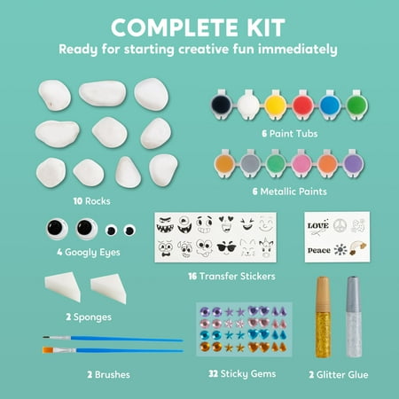 Joyfy 10 Pcs Rock Painting Kit for Kids Ages 6-8-12,Home Creativity Arts And Crafts Kit for Family Indoor Activity