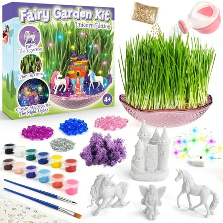Bloonsy Unicorn Fairy Garden Kit for Kids, Light Up Fairy Unicorn Terrarium Kit, Science STEM Toys Presents, Unicorn Arts and Crafts Project for Little Girls Age 4 5 6 7 8-12 Year Old Girl Gift