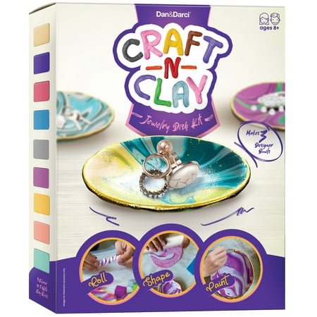 Dan&Darci Craft 'n Clay - Jewelry Dish Making Kit for Kids and Tween Girls Age 8-14 Year Old - Best DIY Arts & Crafts Gift - Girl Birthday Gifts Ideas - Art Projects Kits