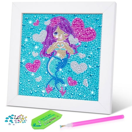 Gifts for 7 8 9 10 11 Year Old Girls: Art and Craft Kits for Kids 8-12 Birthday Gifts Toys for Girls Age 6-12 Mermaid Diamond Painting Kits for Children Dotz Paint by Number Supplies Present