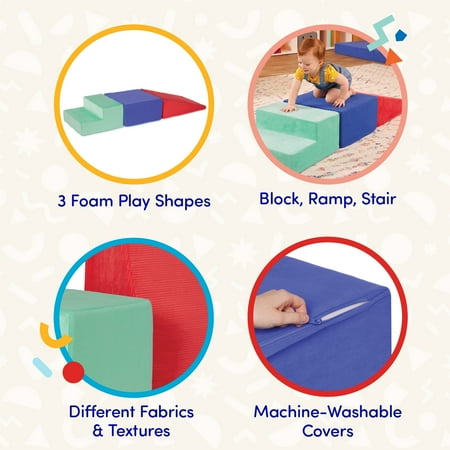 Battat Squishy Stack Climbers 3 Foam Multicolor Play Shapes, Toddler and Preschool Toys