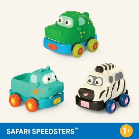 Battat Safari Speedsters 3 Pull-Back Animal Cars, Play Vehicles Baby and Toddler Toys