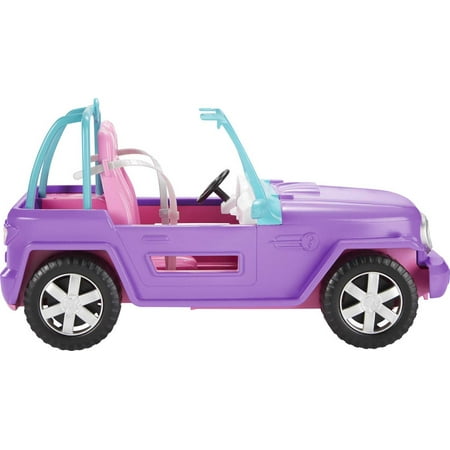 Barbie Off-Road Vehicle, Purple Toy Car with 2 Pink Seats and Rolling Wheels for Kids 3 years and up