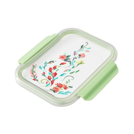 The Pioneer Woman Painted Meadow 4 Pieces 4 Cup Rectangle Glass Food Storage Containers with Tritan Lid. Set of 2