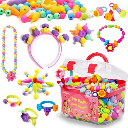 CandWuom 520+ Snap Pop Beads for Toddlers Jewelry Making Kit- Toys for Toddlers Jewelry Making Crafts Gifts for Girls Age 3-5?Red?, Red
