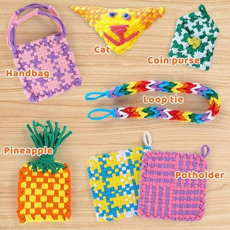 Weaving Loom Kits, 8 Colors Elastic DIY Loops Weaving Crafts Kit for Girls age 6-12,7" pot holder Loom Knitting Kits and gifts for kids and Beginner, Other