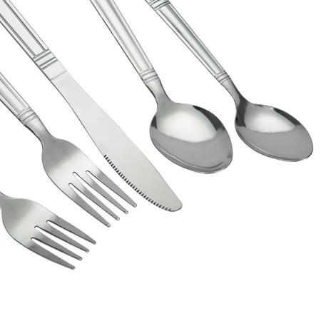 Mainstays 49 Piece Elena Stainless Steel Flatware and Organizer Tray Value Set Silver, Service for 8