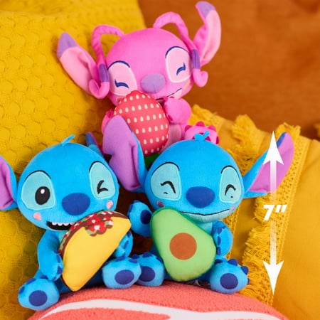 Disney Stitch Small 7-inch Plush Stuffed Animal, Angel with Strawberry, Kids Toys for Ages 2 up