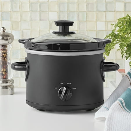 Mainstays 2 QT Slow Cooker, Matte Black Finish, Removeable Stoneware Pot, Model MS54100112165BOther,