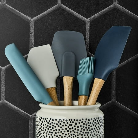 Thyme & Table 5-Piece Silicone Kitchen Utensil Set with Beechwood Handles