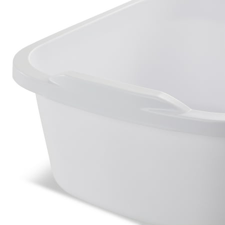 (4 pack) Sterilite 12 Qt. Dishpan, Multi-Purpose Plastic Wash Tub, Kitchen, Sink, White