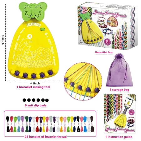 Rirool DIY String Maker Friendship Bracelet Craft Kit with 25 Threads, Arts and Crafts Toy for Girls 8-12 - Christmas Birthday Gift