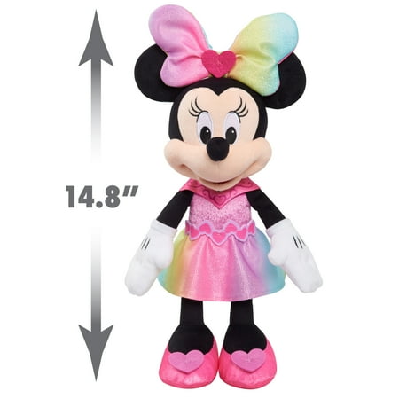 Disney Junior Minnie Mouse Sparkle and Sing Minnie Mouse, Large 13 Inch Feature Plush with Lights and Sounds Baby and Toddler Toys