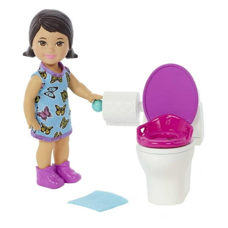Barbie Skipper Babysitters Inc Potty-Time Set with Brunette Toddler Doll , Toilet & Accessories