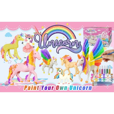 Yileqi Paint Your Unicorn Kit, Paint Craft Girls Arts Crafts Years Old, Unicorn Party Favor Activities Gift