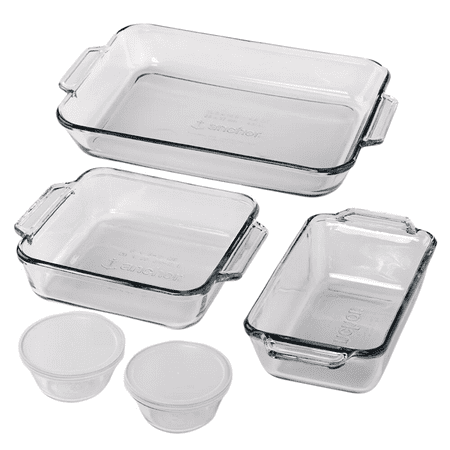 Anchor Hocking Glass Baking Dish Set, 7 Piece Glass Bakeware Set