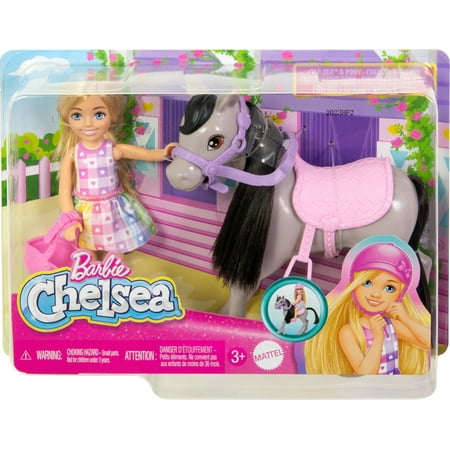 Barbie Chelsea Doll & Horse Toy Set, Includes Helmet Accessory, Multicolor, 5.91 in