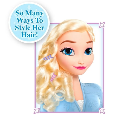 Disney Frozen 2 Elsa Styling Head, 17-Pieces Include Wear and Share Accessories, Blonde, Hair Styling for Kids, Kids Toys for Ages 3 up