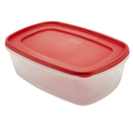 Rubbermaid Easy Find Lids Food Storage Container, Large with Red Lid, 2.5 Gallon, Clear, 1