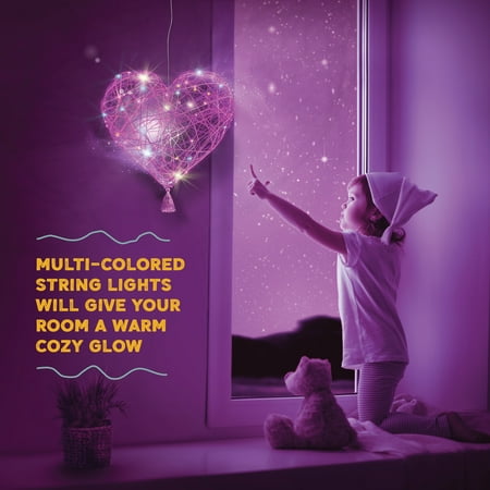 Dan&Darci 3D String Art Kit for Kids - Makes a Light-Up Heart Lantern - 20 Multi-Colored LED Bulbs - Kids Gifts - Crafts for Girls and Boys Ages 8-12 - DIY Arts & Craft Kits