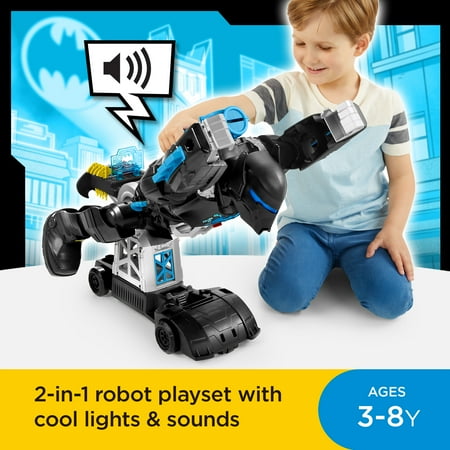 Imaginext DC Super Friends Bat-Tech Batbot Batman Playset with Lights & Sounds, 11 Pieces