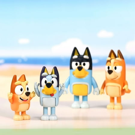 Bluey Family New Expression Figure 4-Pack, with Mum Dad Bingo Bluey, Ages 3+, Toddler Toys