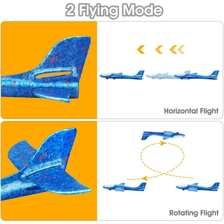 3 Pack Airplane Toys with Launcher, Kids Foam Glider Planes, Outdoor Flying Toys Xmas Gifts for 4 5 6 7 8 9 10 Year Old Boys Girls