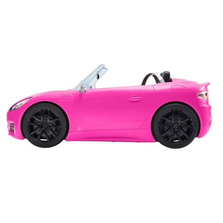 Barbie Convertible Toy Car, Bright Pink with Seatbelts and Rolling Wheels (Seats 2 Dolls), Toy for 3 Years and Up, One Size