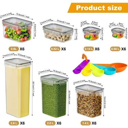 stusgo 42 Pcs Airtight Food Storage Containers Set with Lids, BPA Free Clear Pantry Canister for Kitchen and Pantry Organization,Plastic Canisters for Cereal, Dry Food and Sugar,Includes 50 Labels, 42 pcs