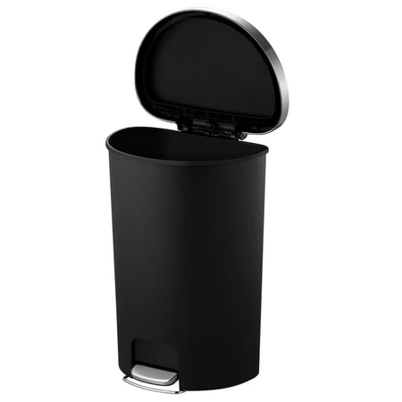 Better Homes & Gardens 14.5 Gallon Trash Can, Plastic Step On Kitchen Trash Can, Black, Black