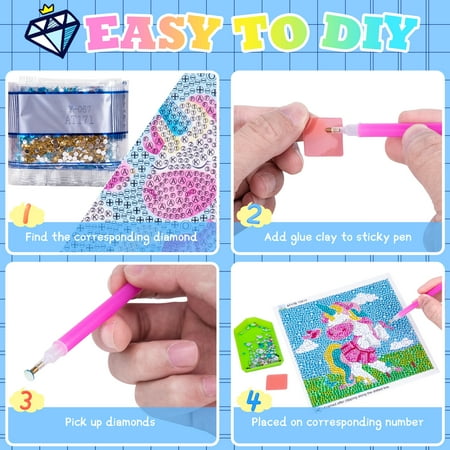 Toy Gifts for Girls Age 6 7 8 9: Crafts for Kids 7-12 Years Old Girls Painting Kit for Children Supplies Birthday Present Diamond Set Licorne Jouet Fille Peinture Diamant Enfant 6-9 Ans