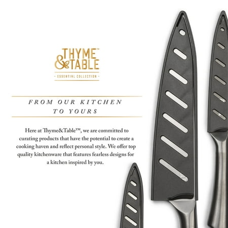 Thyme & Table Non-Stick Coated High Carbon Stainless Steel Carbon Chef's Knives, 3 Piece Set