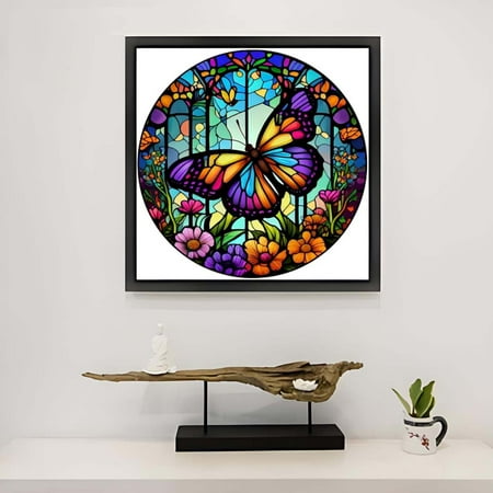Butterfly 5D Diamond Painting Kits For Adults - Butterfly Flowers DIY Diamond Art Kits Full Drill Diamond Dots Paintings With Diamonds Gem Art And Crafts Home Decor 12x12inch